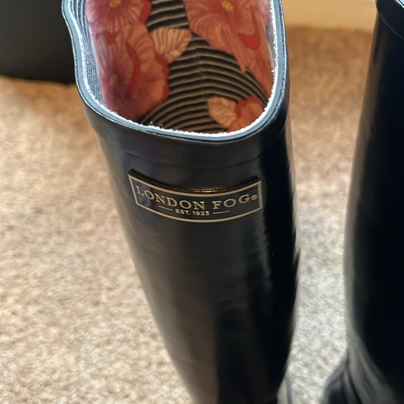 London fog Thames size 9 knee-high, pull on tall rubber waterproof rain … - Picture 2 of 7